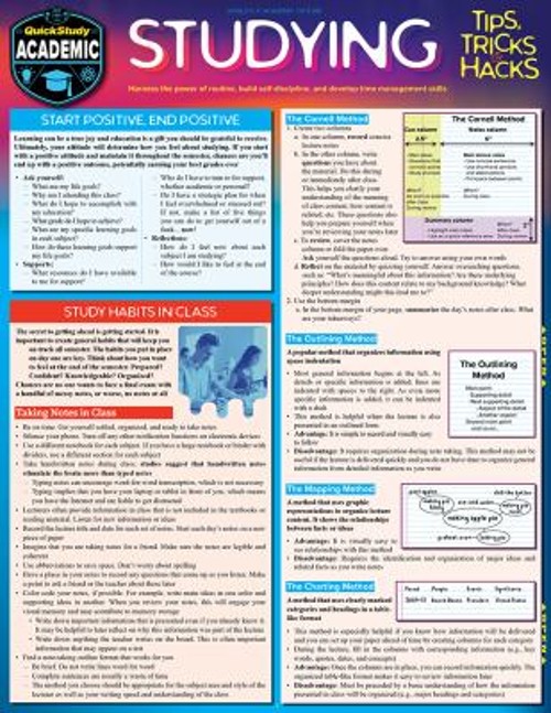 Studying Tips, Tricks and Hacks : QuickStudy Laminated Reference