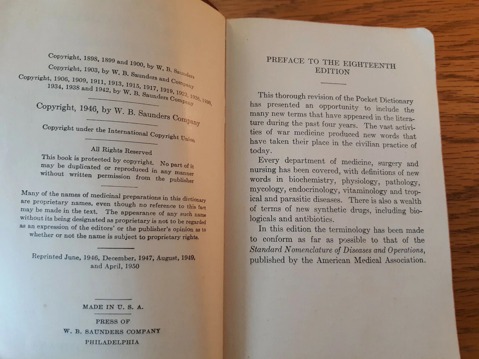 The American Pocket Medical Dictionary 18th Edition 1950 W A Newman Dorland