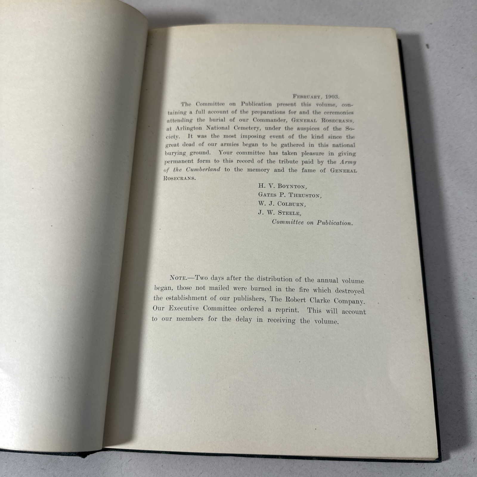 Burial General Rosecrans Army Of The Cumberland 1902 RARE Civil War Book