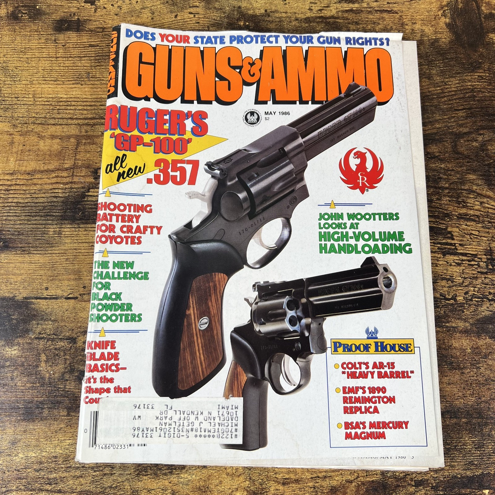 Guns & Ammo Vintage Magazine Bagged and Boarded May 1986