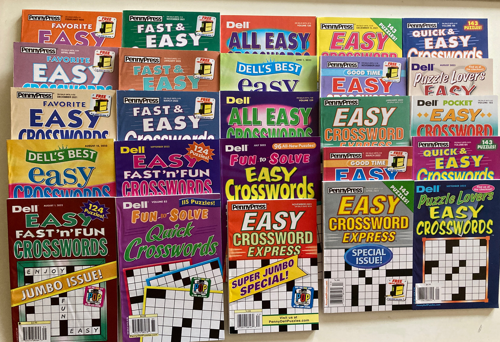 Lot of 10 Dell Penny Press Crossword Puzzle Books Easy Super Jumbo Unsorted