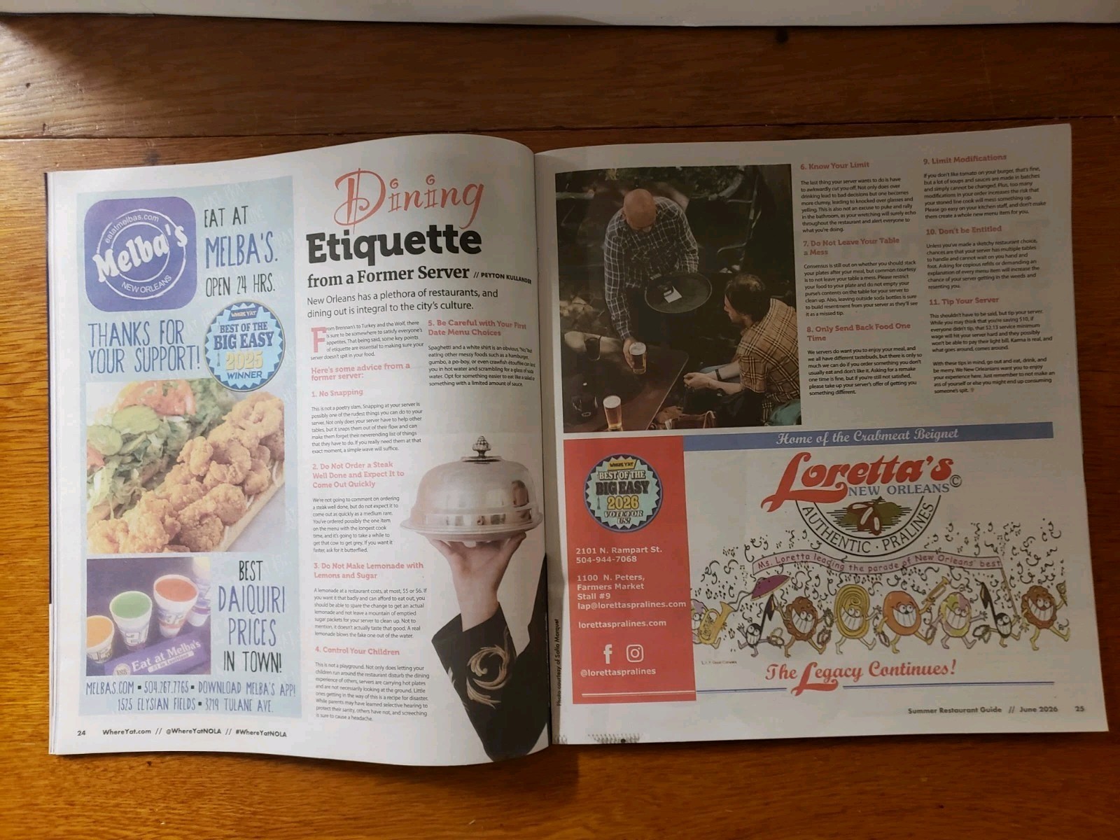 Where Y’At Magazine Summer Restaurant Guide June 2026 New Orleans Music Food