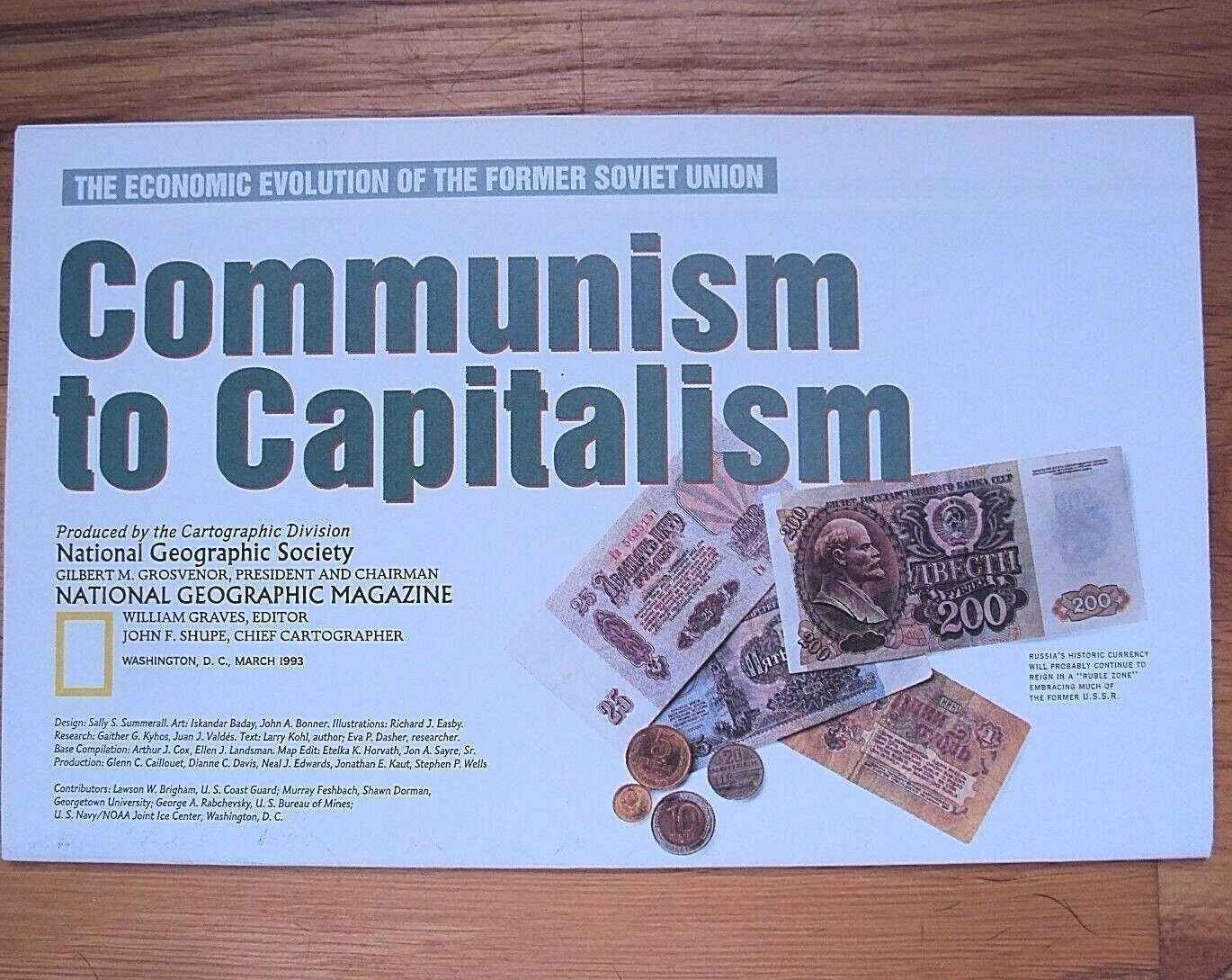 National Geographic March 1993 Map Communism to Capitalism + Russia Soviet Union