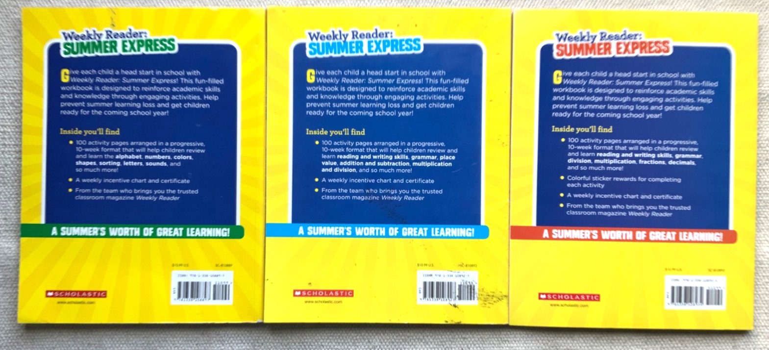 Lot (3) Weekly Reader SUMMER EXPRESS Magazines, Grades K -1, 3 -4 and 4-5