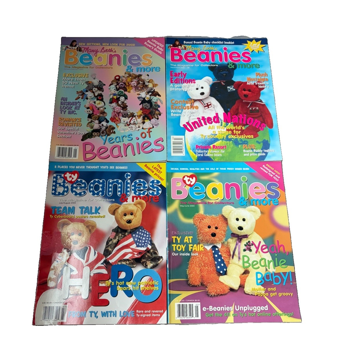 Lot 4 Ty Beanies & More Magazine Collectors Magazines 2002 Set Mary Beth’s