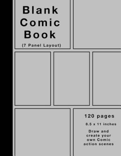 Blank Comic Book: 120 pages, 7 panel, Silver cover, Large (85 x 11) – VERY GOOD