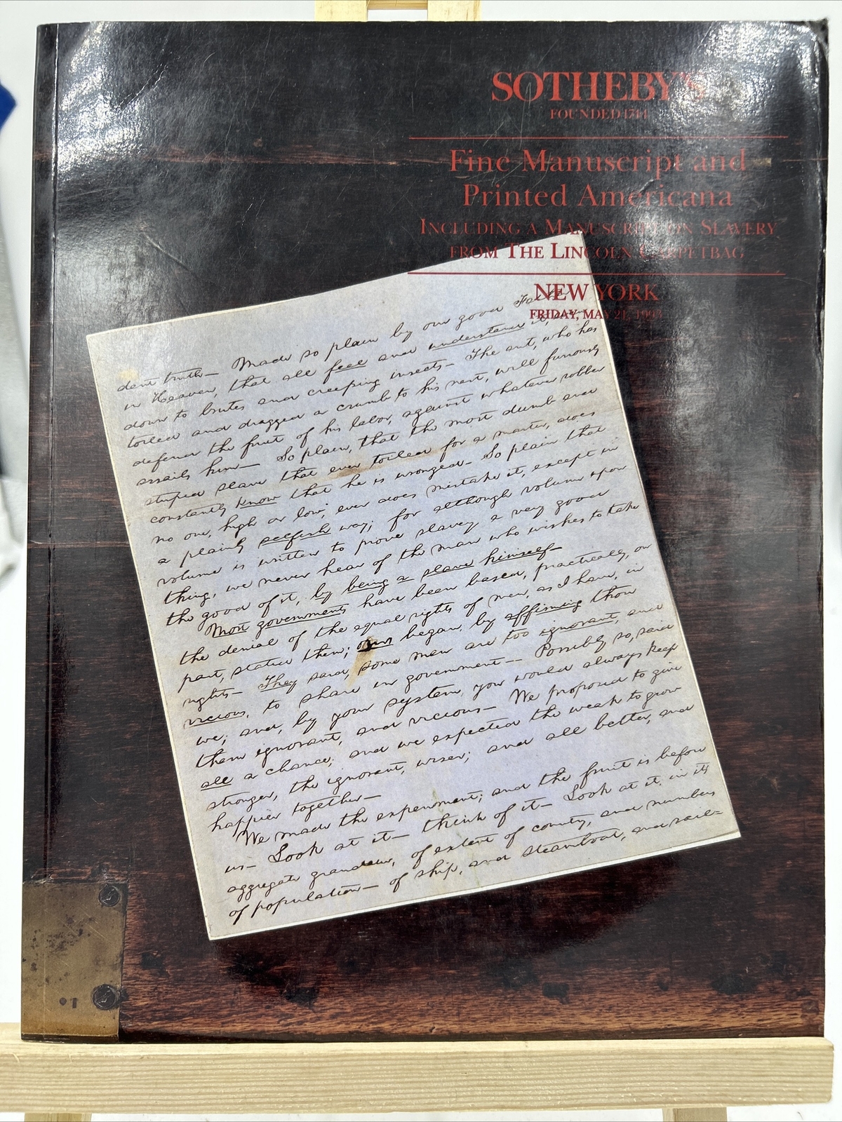 Sotheby Catalog: Manuscripts and Printed Americana- Slavery Manuscript Cover