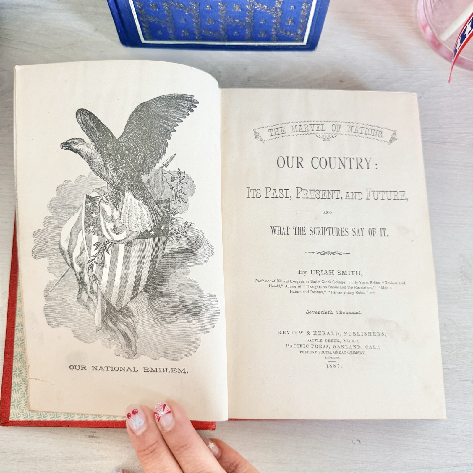 Marvel Of Nations Uriah Smith 1890 Antique Red Hardcover Prophecy History RARE