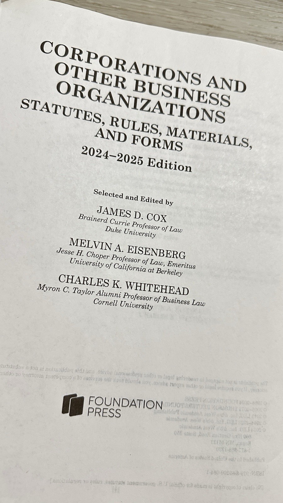 Corporations Other Business Organizations Statutes Rules Materials 2024-2025 Cox