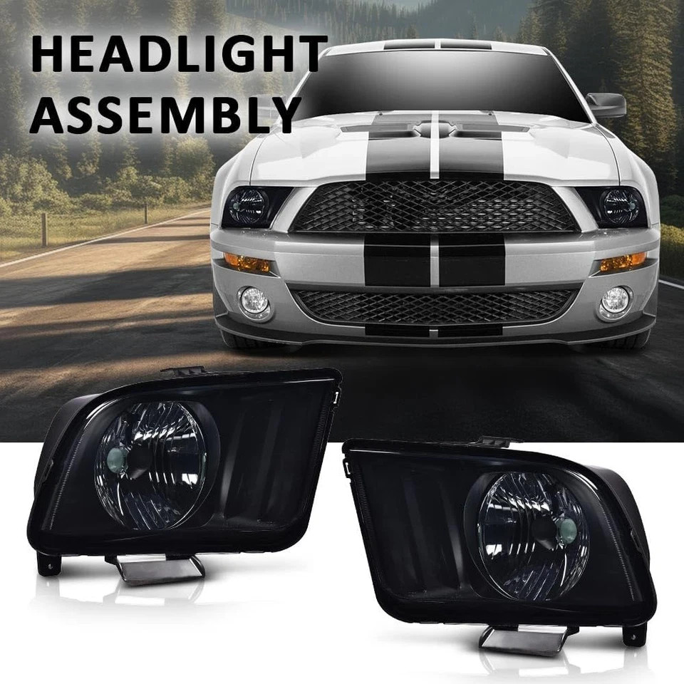 Headlights Assembly, Compatible with Ford Mustang 2005 2006 2007 2008 2009 Bumpe
