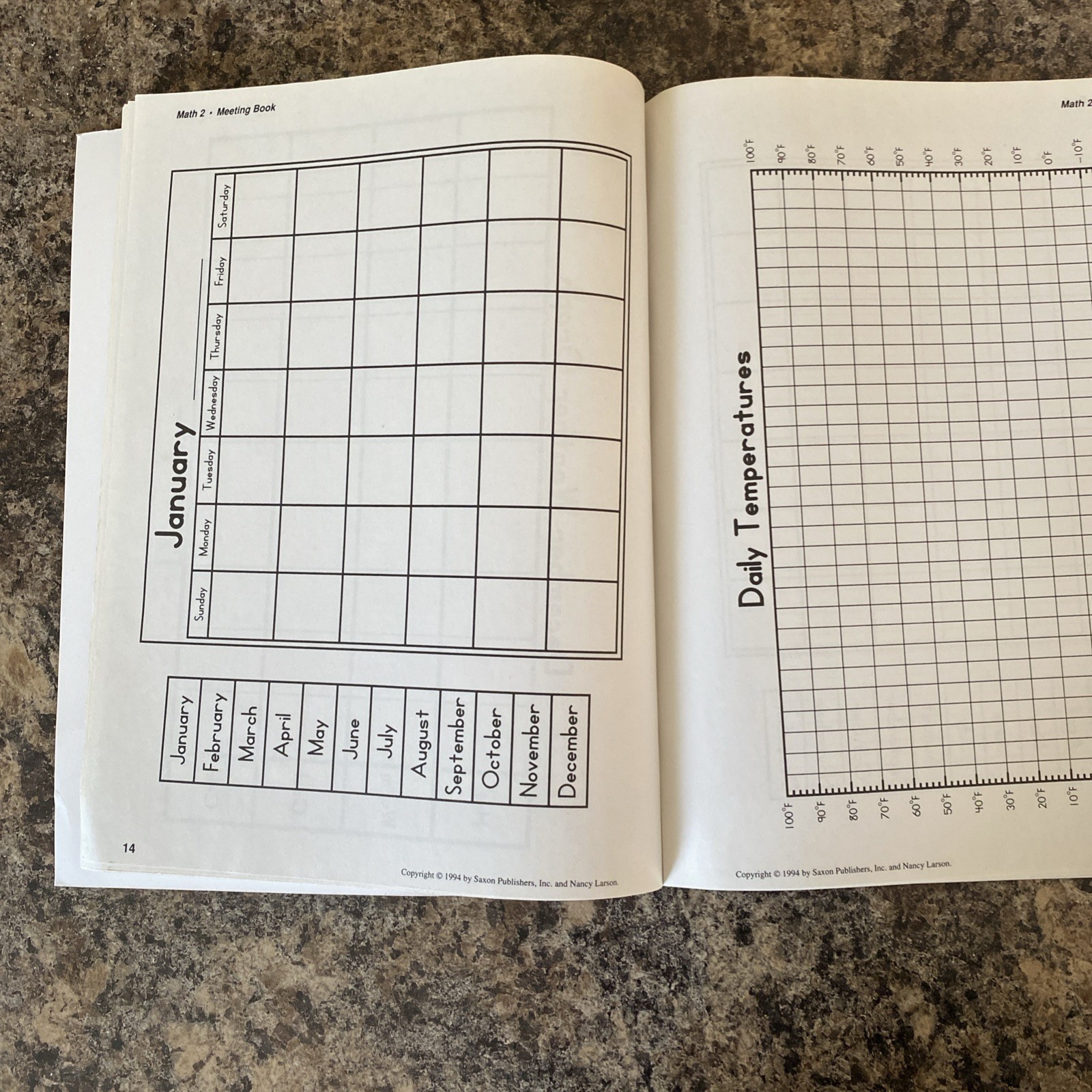 Saxon Math 2 Homeschool Home Study Student Meeting Book. Unused Copy