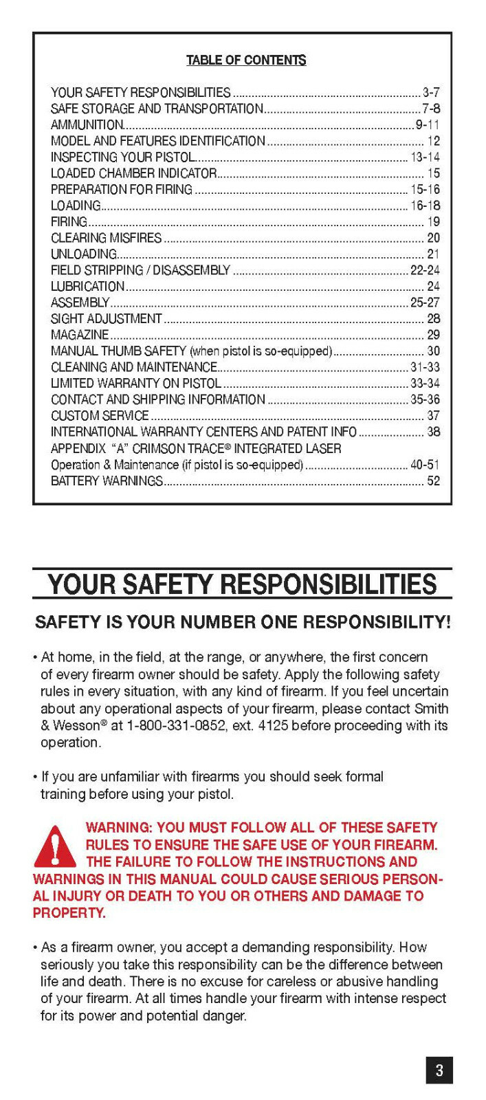 Smith & Wesson M&P Bodyguard 380 Manual: 52 Pages, Coil bound, Protective Cover