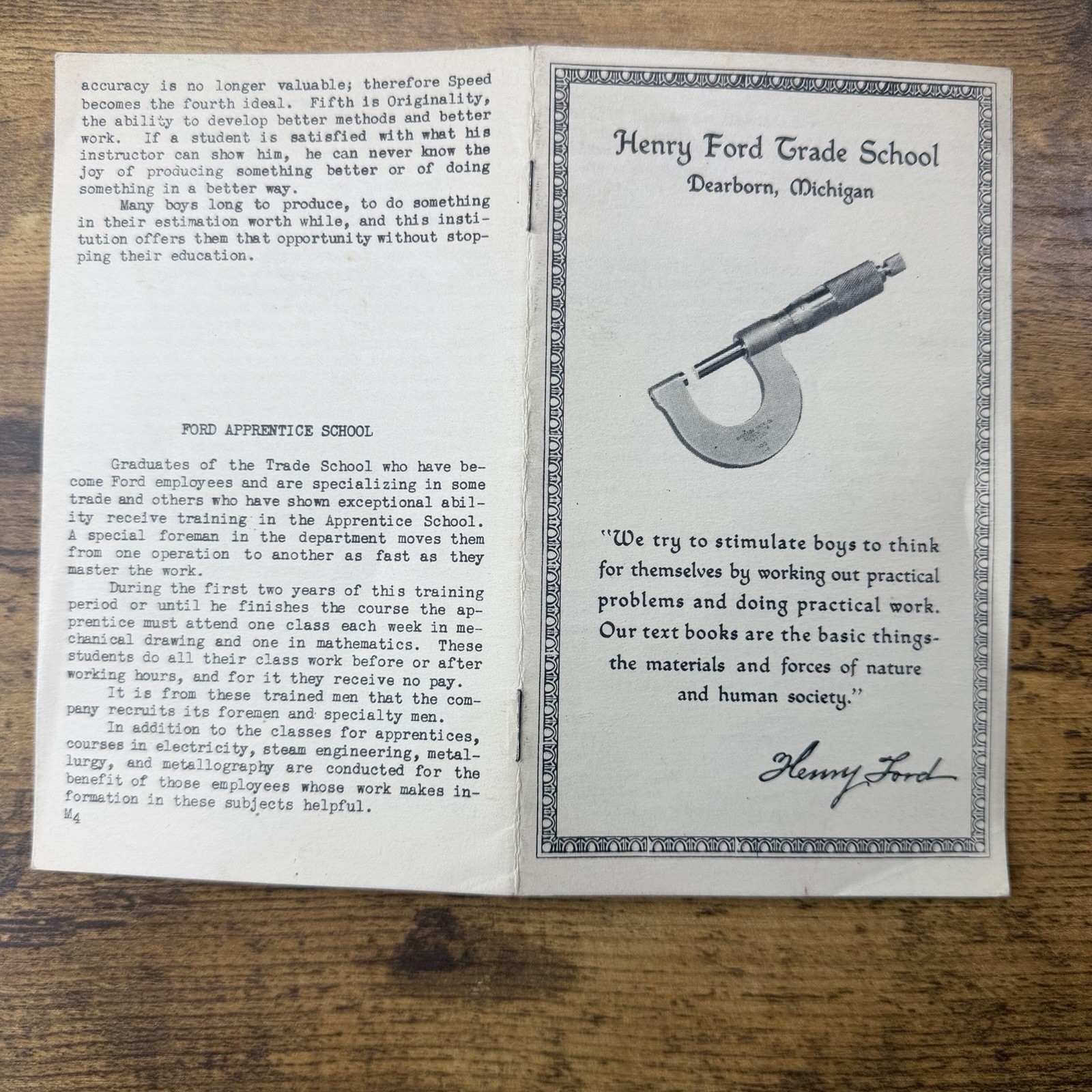 1920s Henry Ford Trade School Prospectus – Dearborn Michigan Automotive History