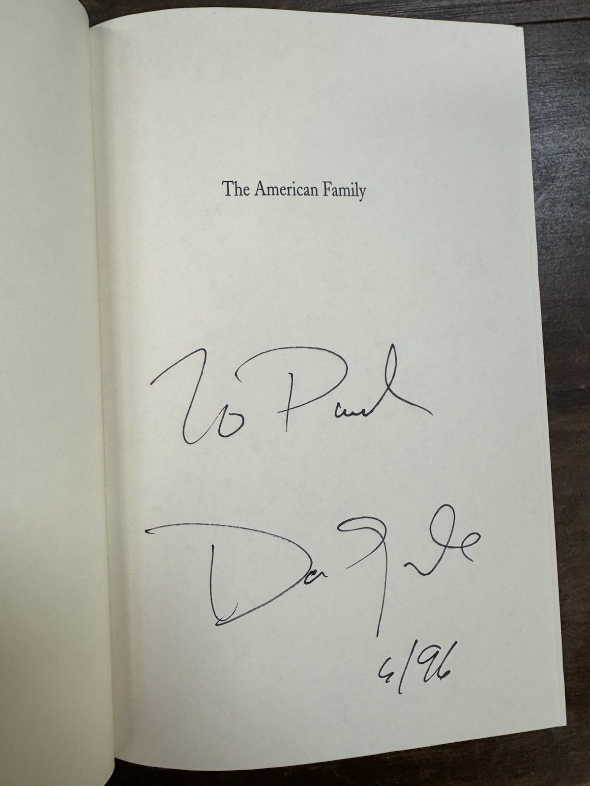 The American Family by Dan Quayle SIGNED 1st Edition w/ DJ