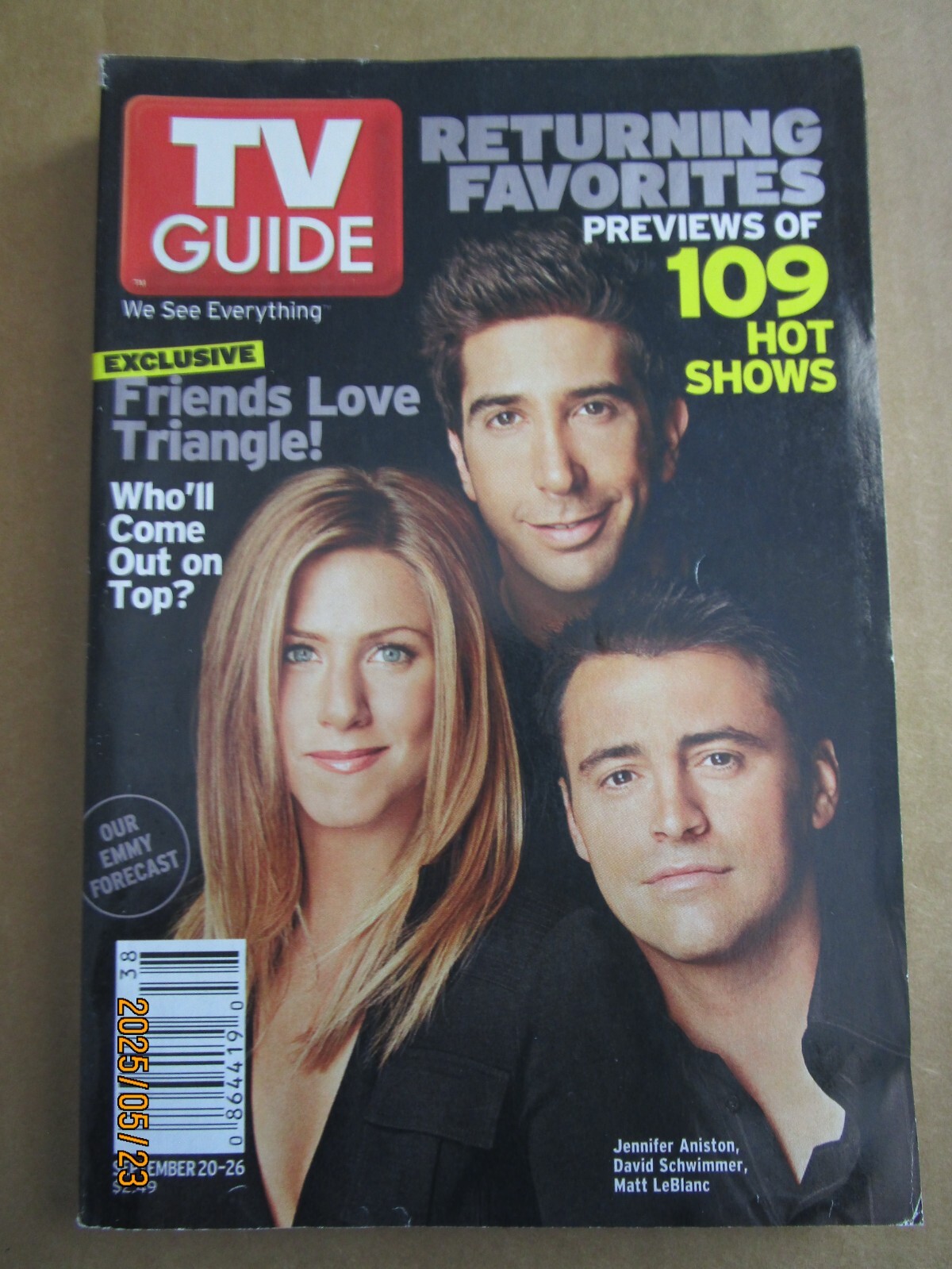 TV Guide Sept 20-26, 2003 Friends Love Triangle BRAND NEW Jen Aniston Schwimmer