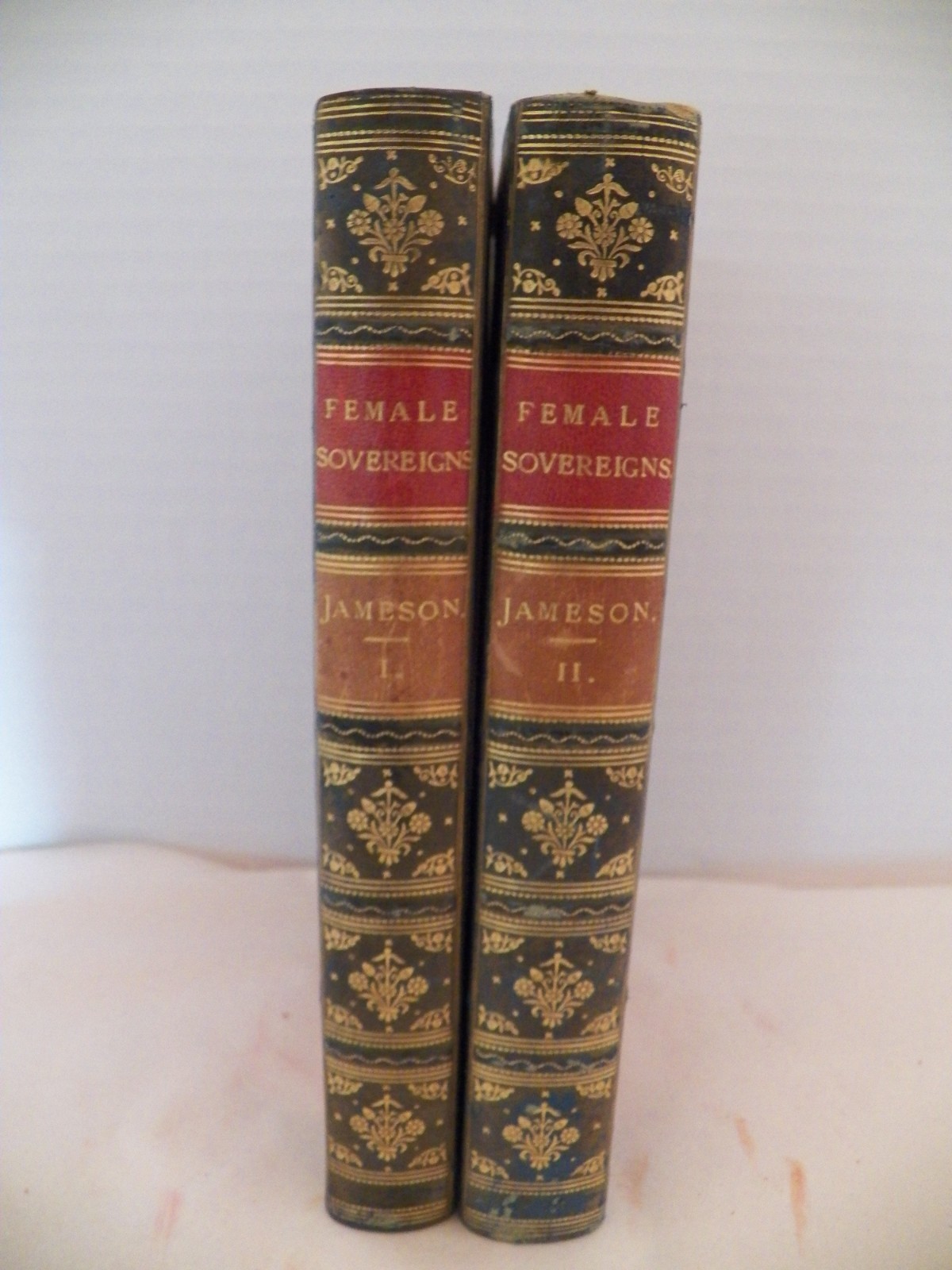 FEMALE SOVEREIGNS, BY JAMESON, LEATHER BOUND VOLUMES I & II, 1834
