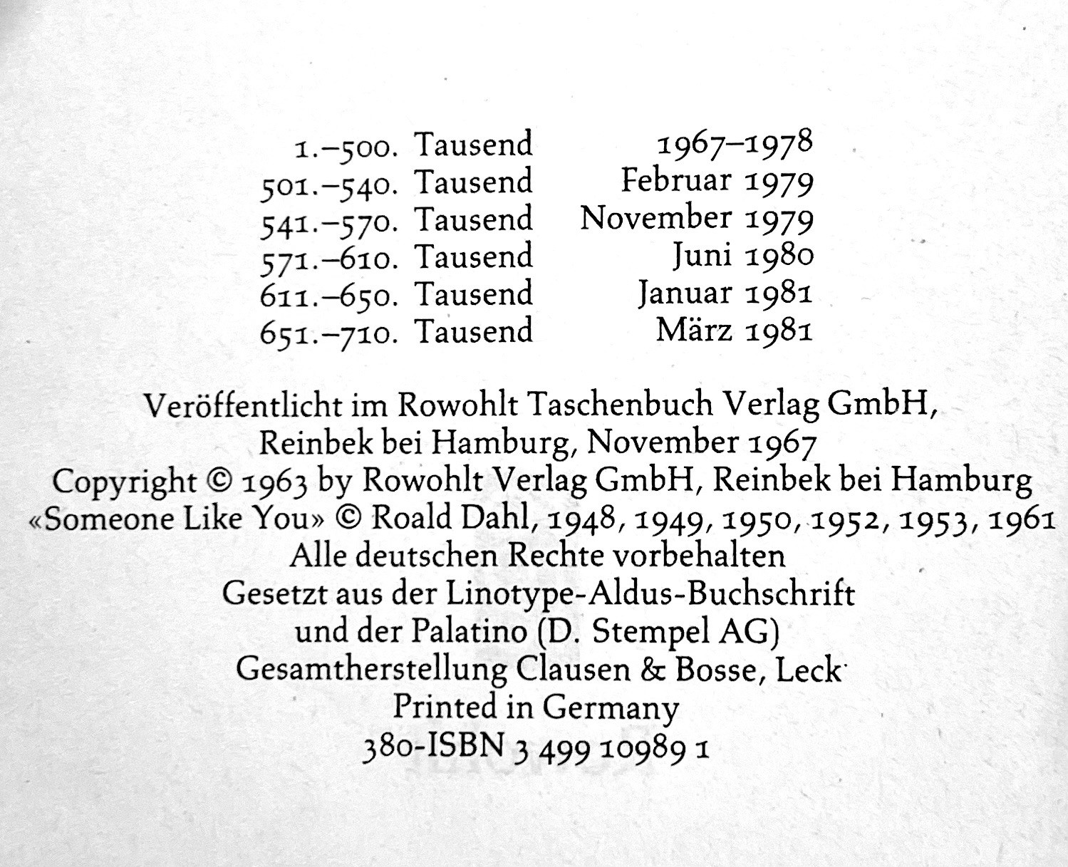 …und Noch ein Kuschen! – Roald Dahl – German Language Paperback 1969