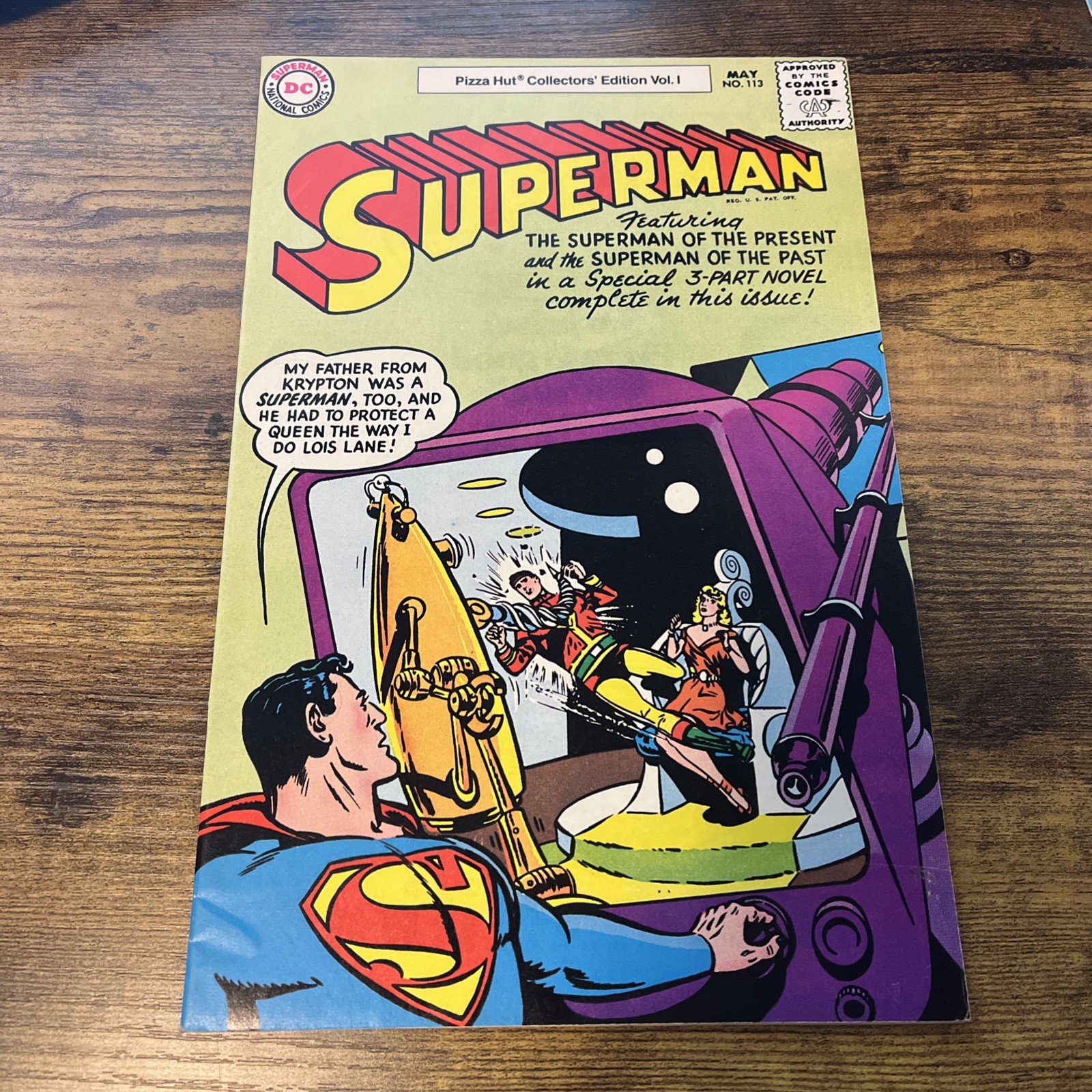 Superman #113 Vintage DC Comic May 1957 Bagged And Boarded Pizza Hut Collectors