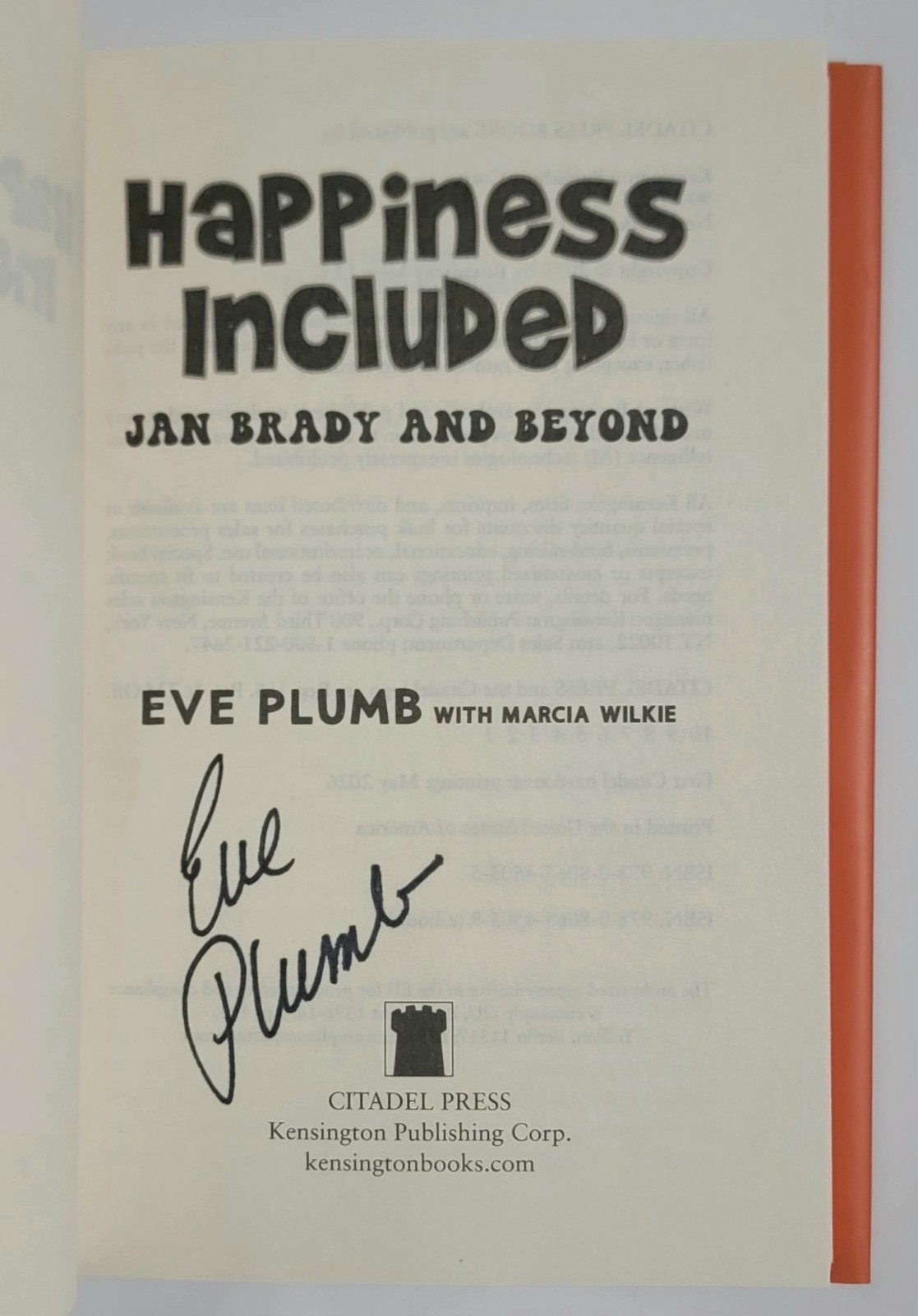 Happiness Included Jan Brady and Beyond Eve Plumb Memoir Signed Autograph Book