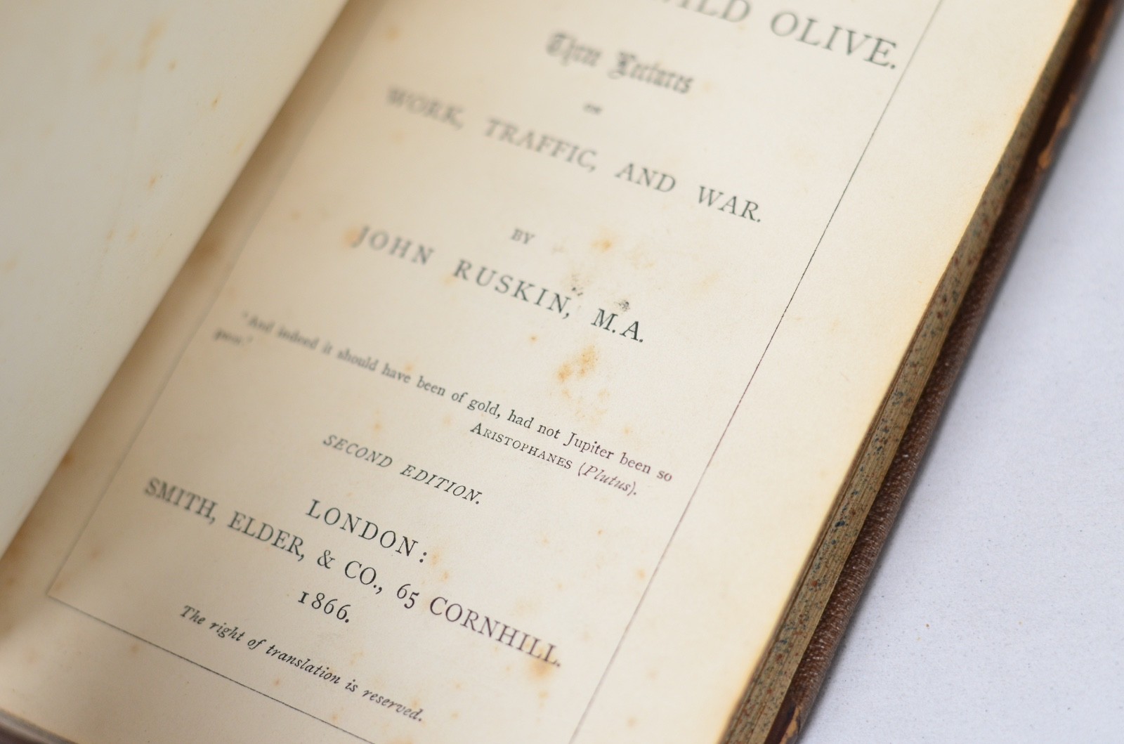 Antique Early Printing The Crown of Wild Olive by John Ruskin 1866