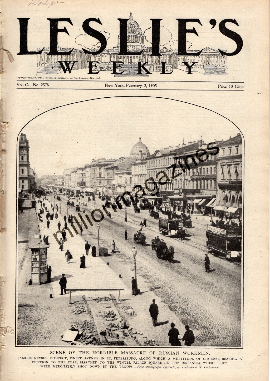 1905 Leslie’s February 2 – Russian Revolution; Siege of Port Arthur; Rockefeller