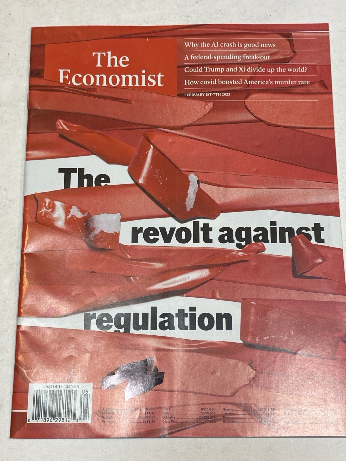 The Economist Magazine Feb 1-7 2025 Revolt Against Regulation AI Donald Trump Xi