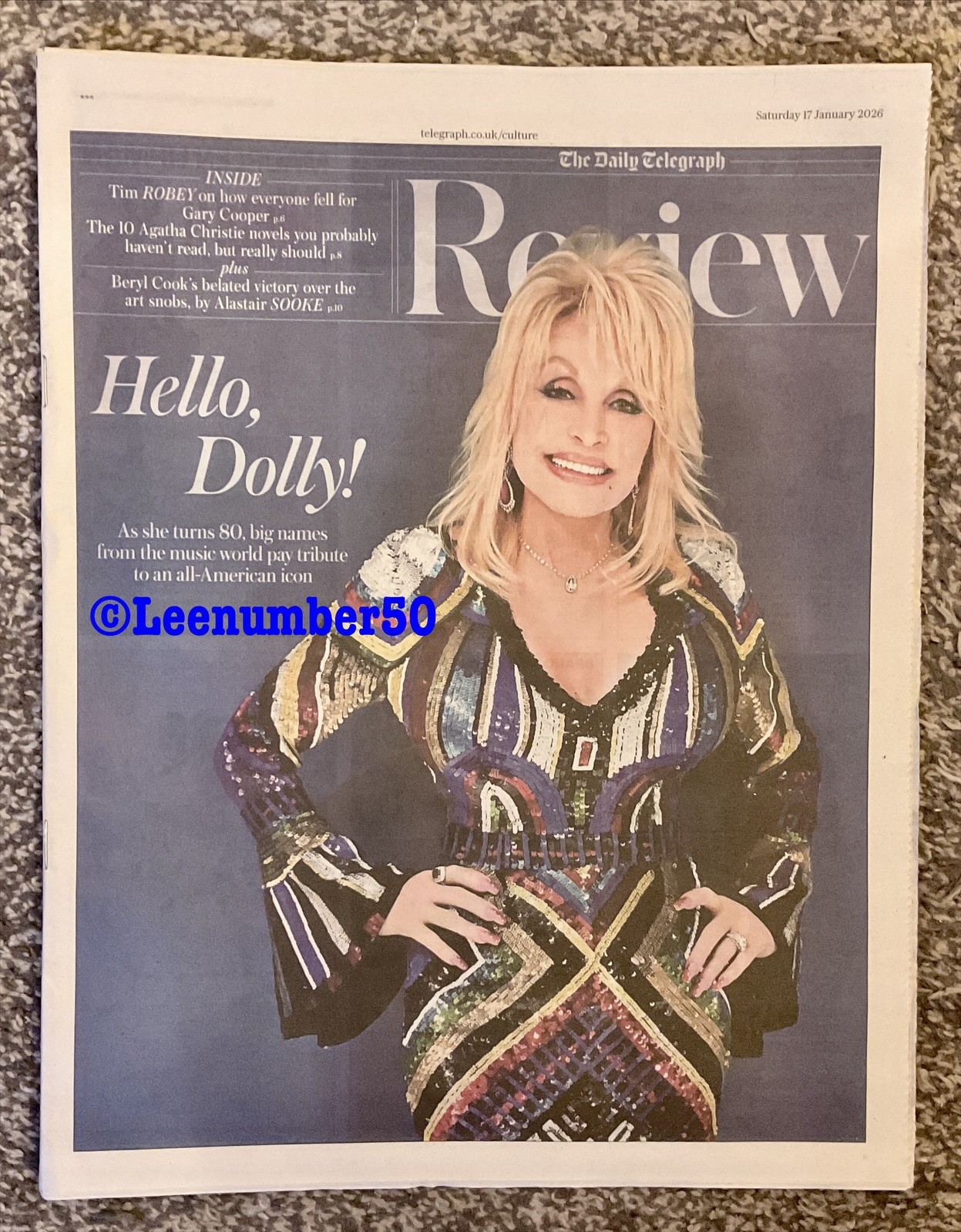 The Daily Telegraph Review Dolly Parton 17/1/26 Gary Cooper