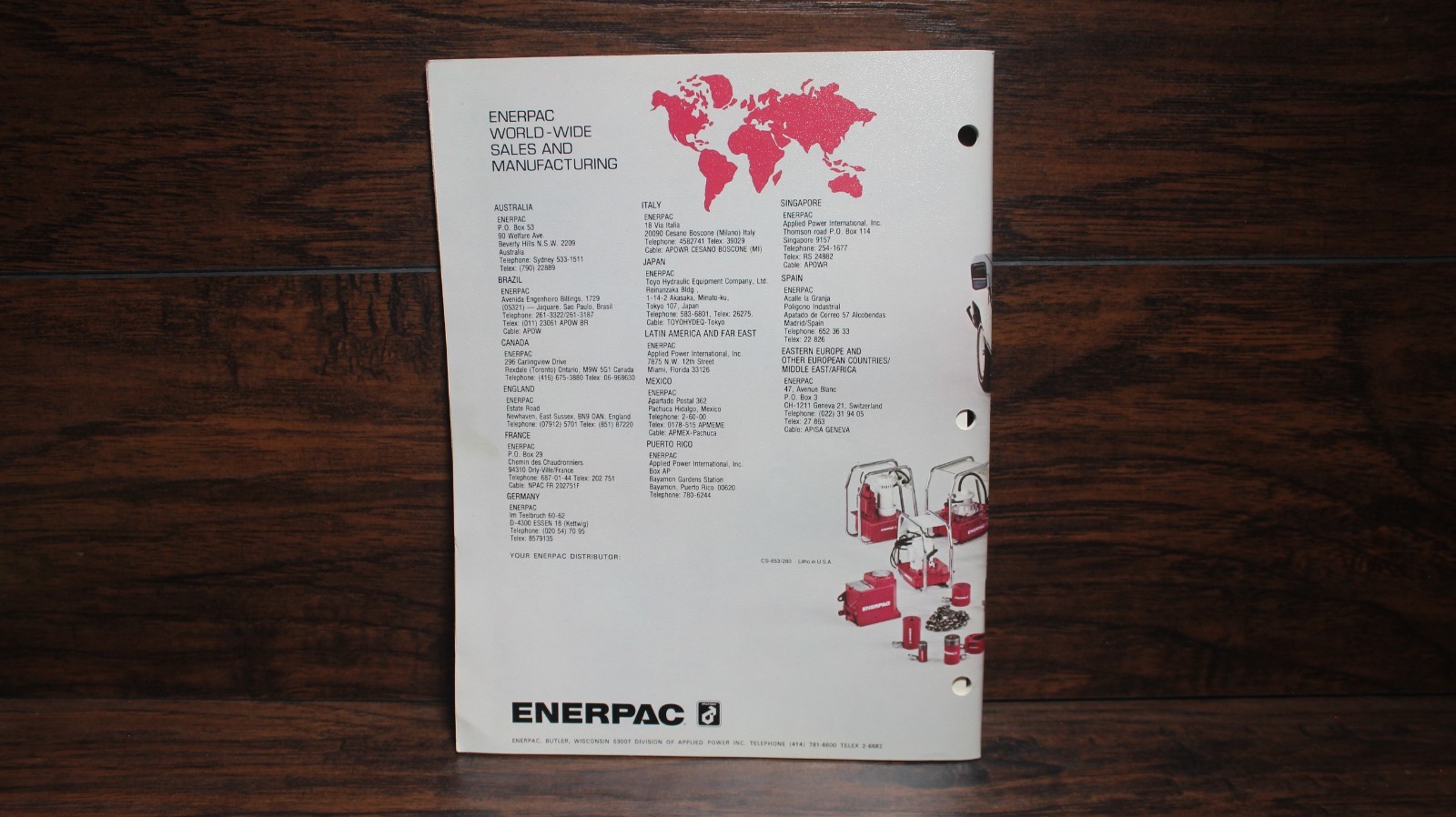 Enerpac CS653 Catalog Hydraulic Tools for General Construction