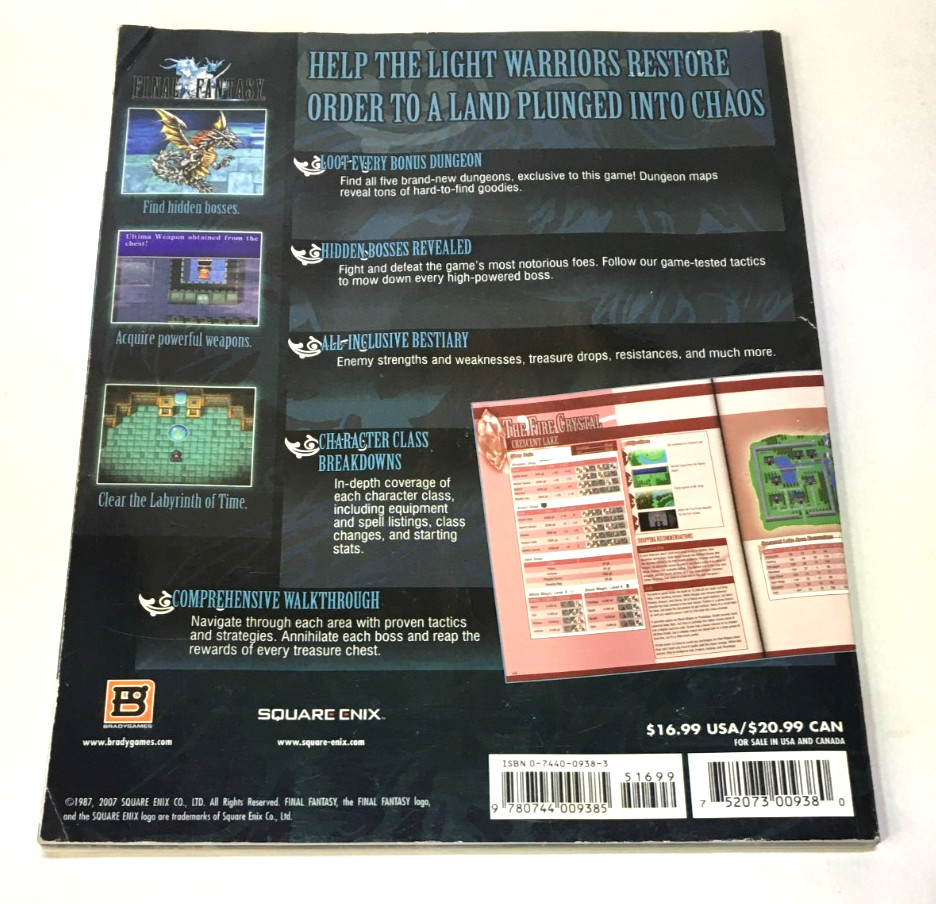 Final Fantasy [Bradygames Official Strategy Guide] (20th Anniversary) Paperback