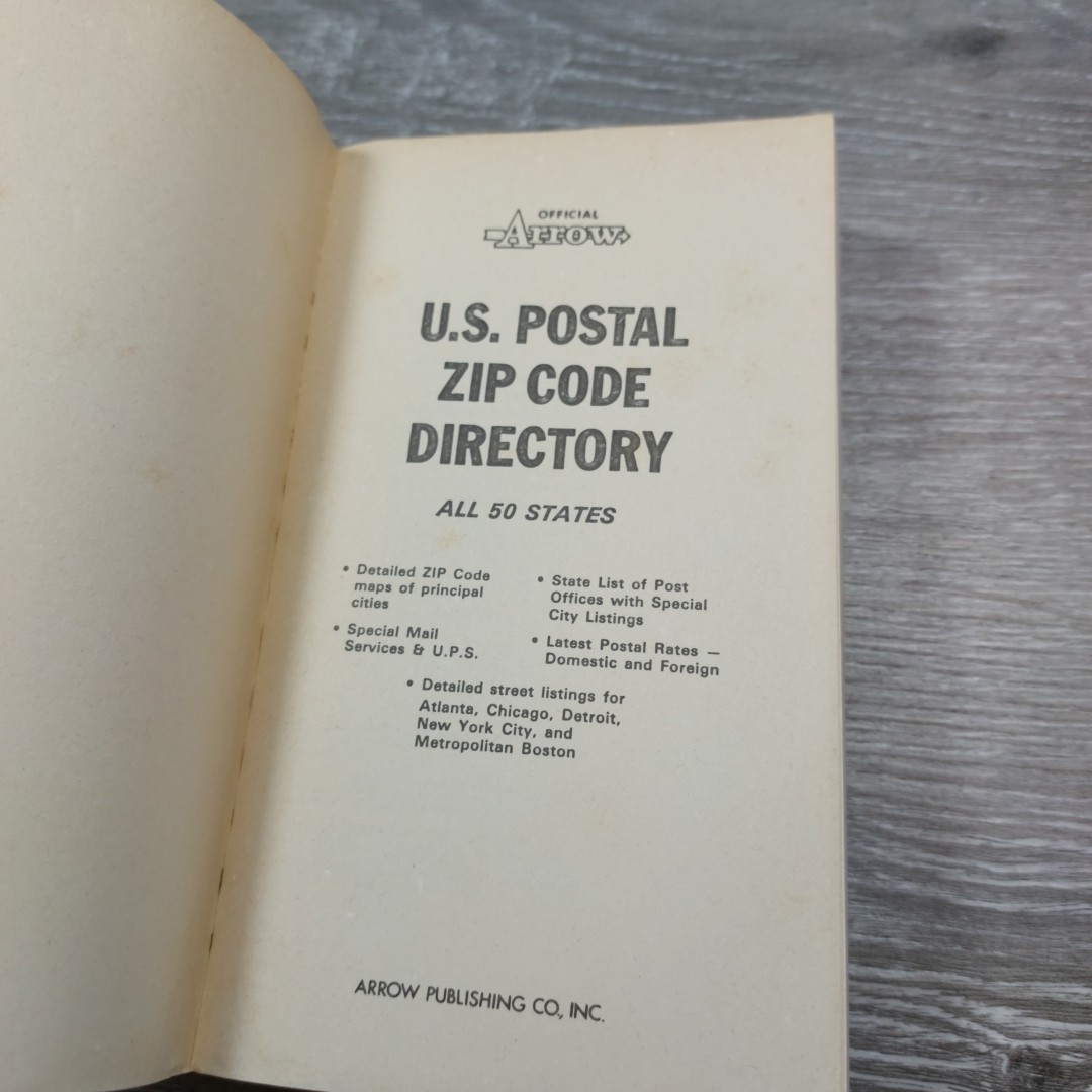 Vintage Arrow Official Zip Code Directory (Paperback 1972) All 50 States No 944