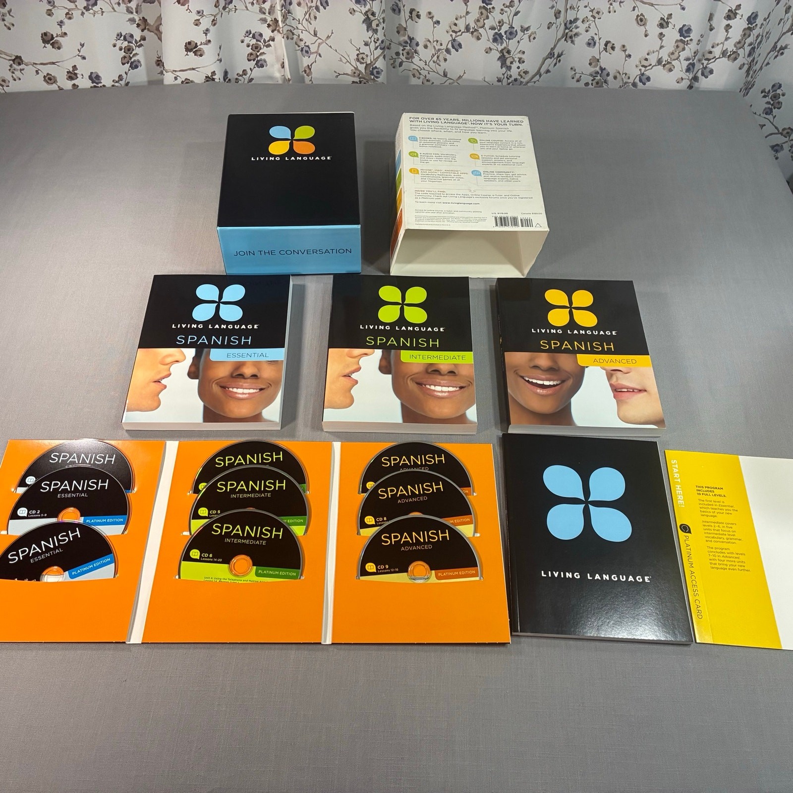 Living Language Spanish Platinum Edition Complete Course Set 9 CDs Books