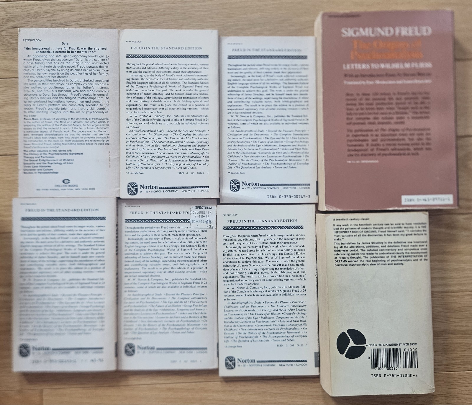 Lot Of 8 Paperback Books By Sigmund Freud Psychoanalysis Vintage Paperbacks