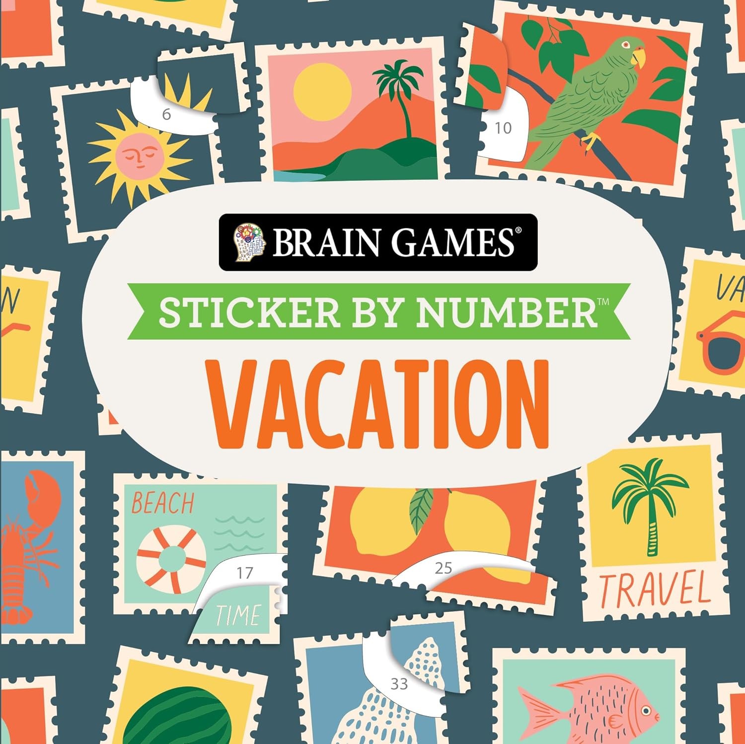 Brain Games – Sticker by Number Compact Edition: Vacation 7×7 Inches T Paperback