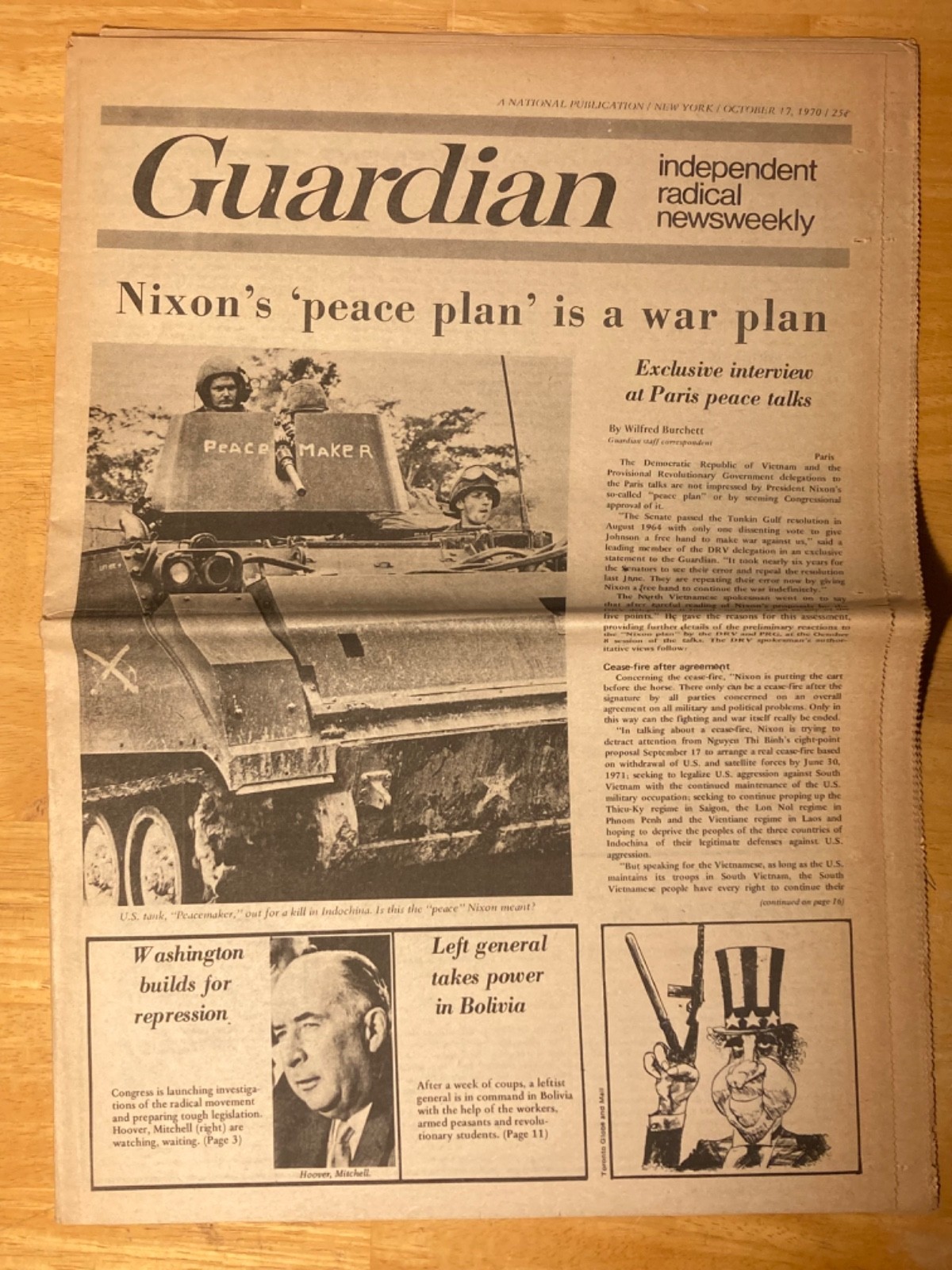 10/17/1970 Guardian Independent Radical News – Nixon’s “Peace Plan” Anti-War