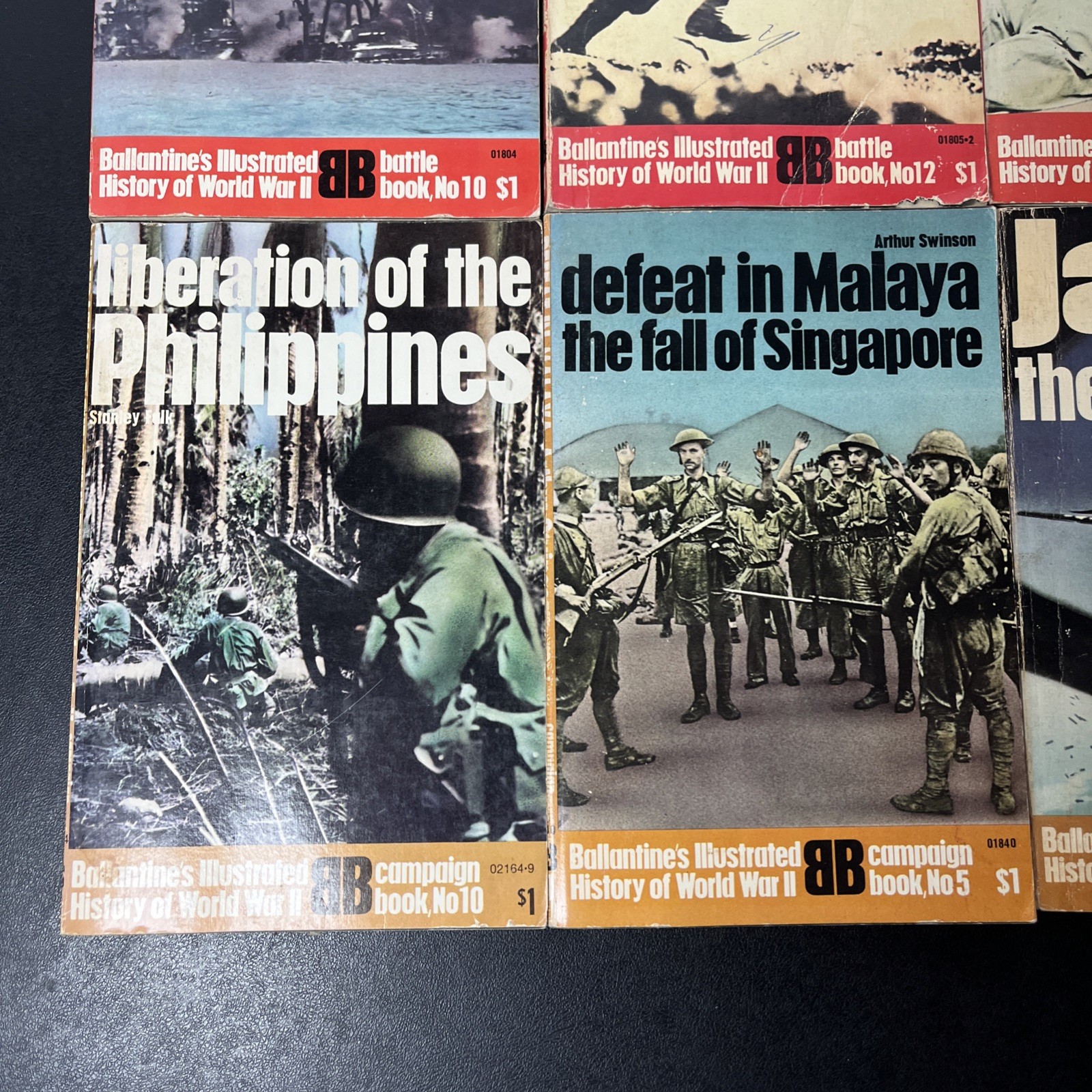 LOT OF 9 Ballantine’s Illustrated History of World War II Paperback Vintage Book