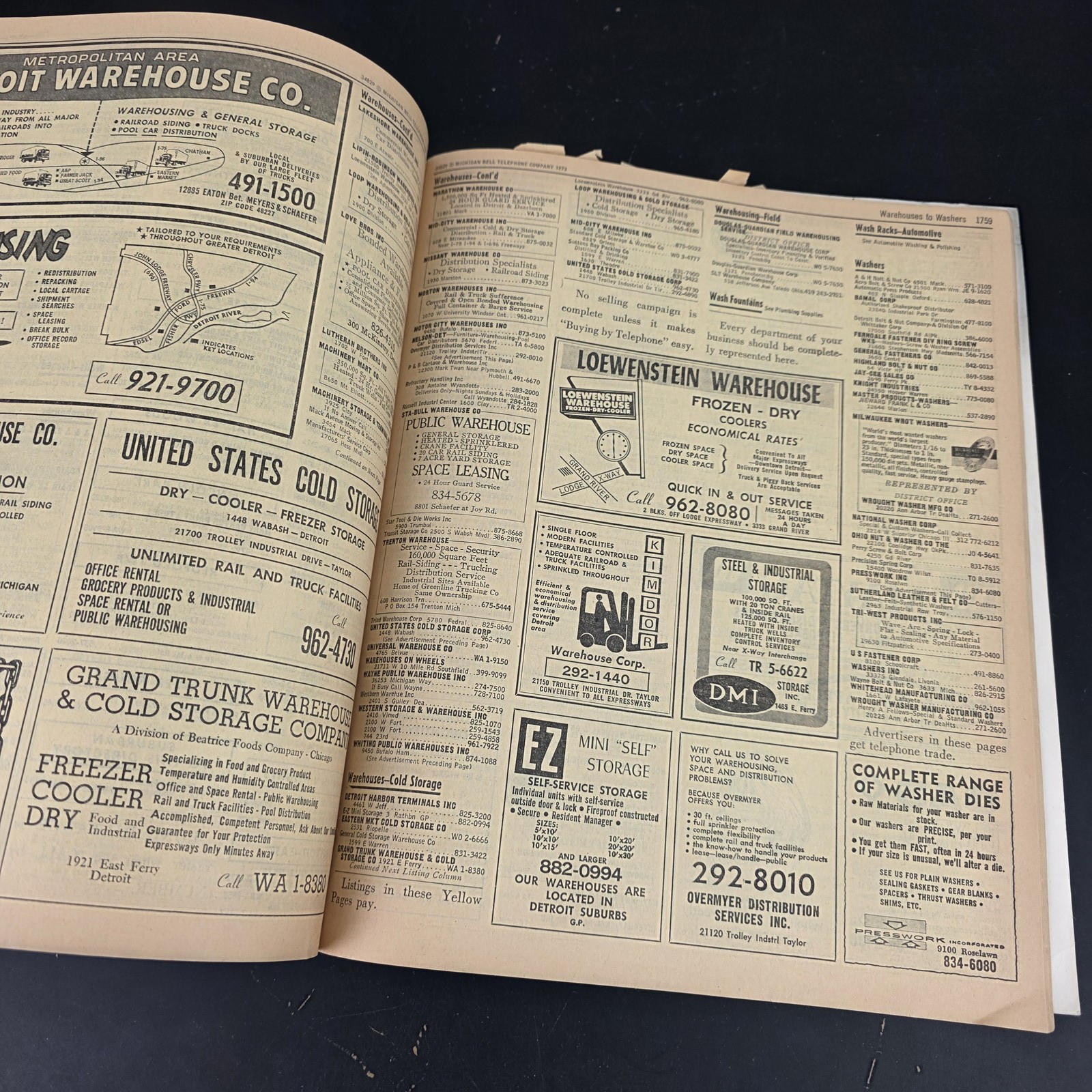 Vintage 1973-74 Detroit Michigan Bell Telephone Directory Yellow Pages