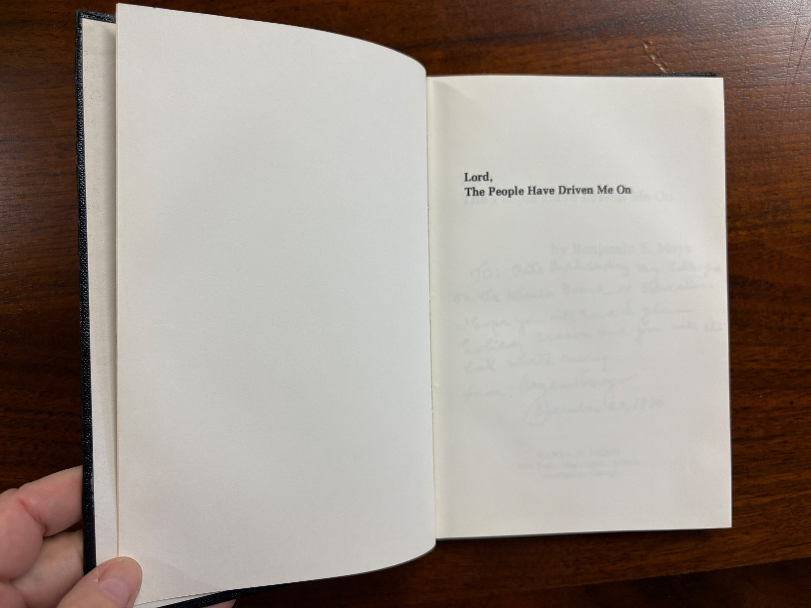 Lord, the People Have Driven Me On Benjamin E. Mays SIGNED by civil rights icon