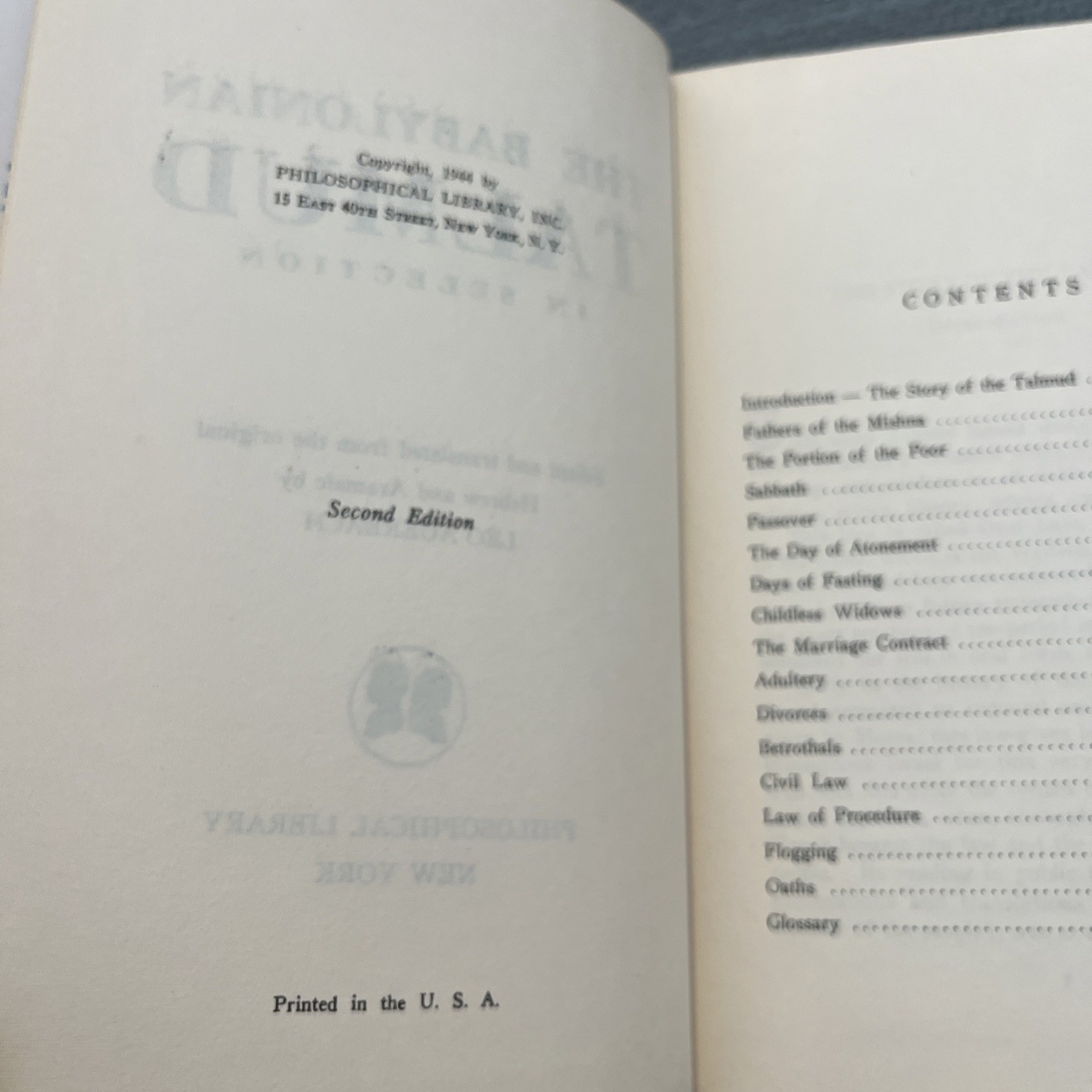 The Babylonian Talmud, 1944, 2nd Edition, Leo Auerbach, Hardcover Hebrew Aramaic