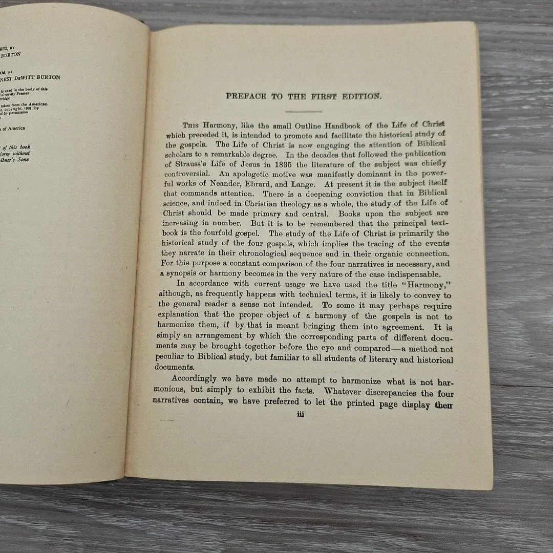 Harmony of Gospels Stevens Burton Historical Study Biblical Theology 1932