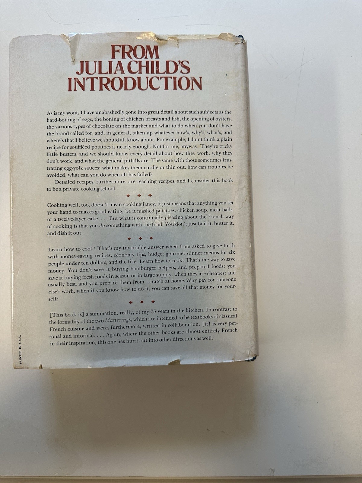 Vtg Cookbook “From Julia Child’s Kitchen” 2nd Printing, November 1975