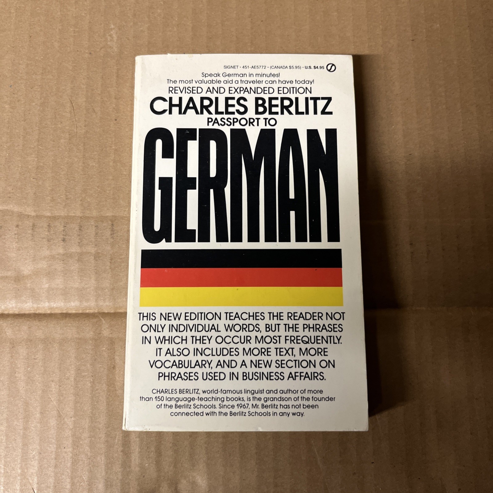 Passport To German Charles Berlitz 1986 Signet German Phrasebook Travel Book VG