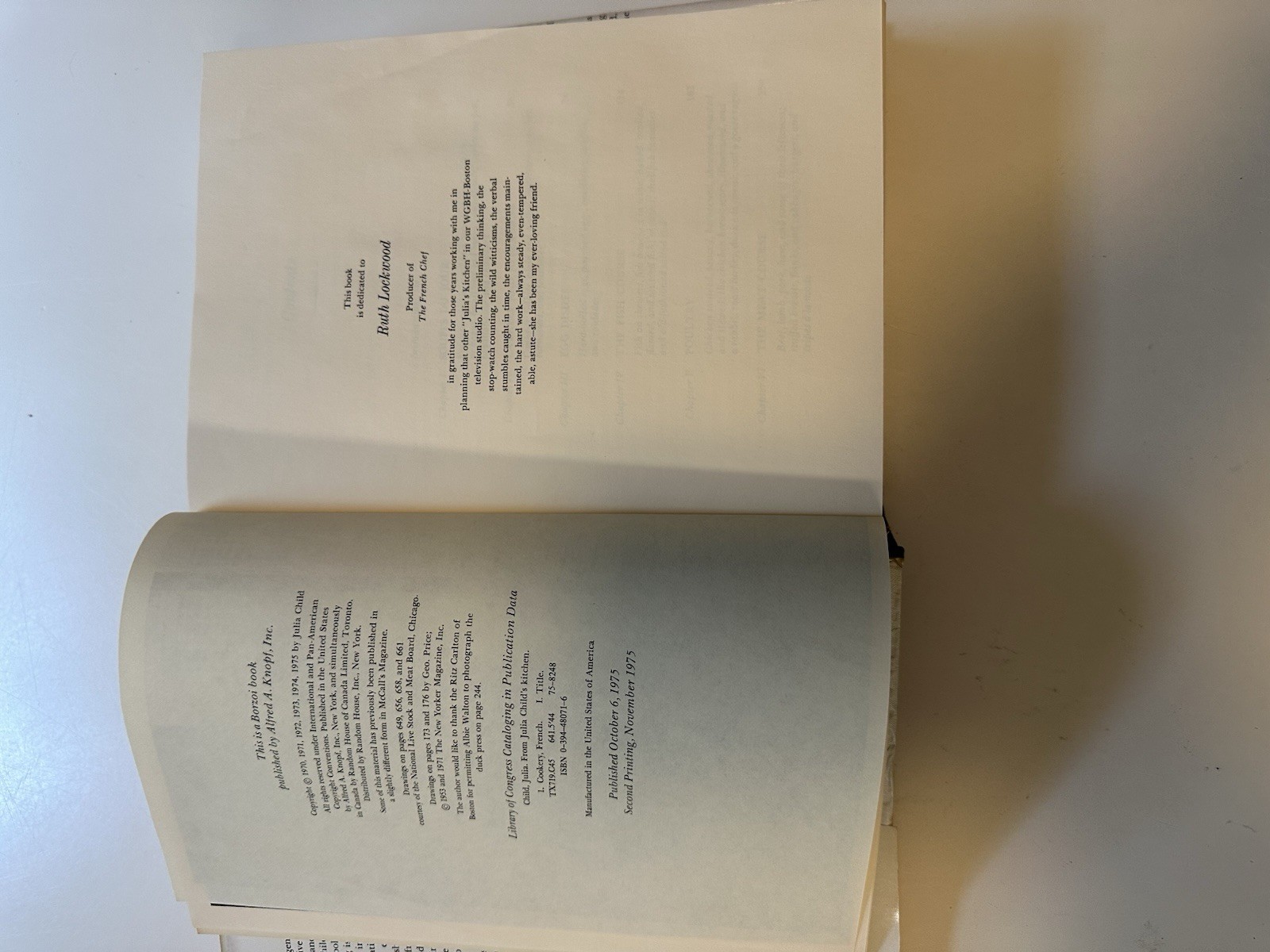 Vtg Cookbook “From Julia Child’s Kitchen” 2nd Printing, November 1975