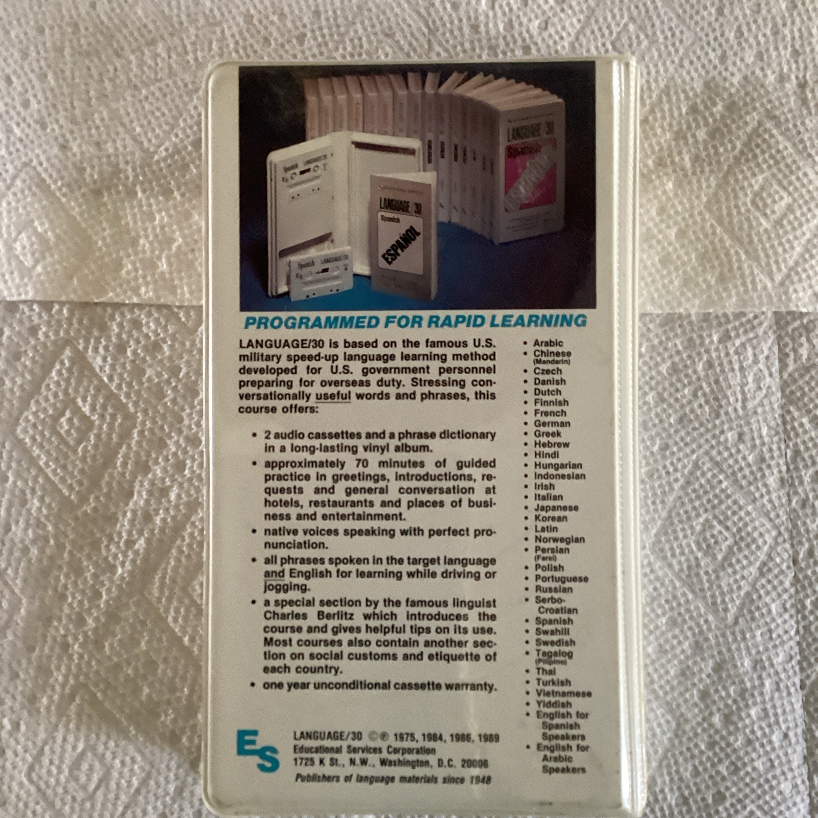 Charles Berlitz Language/30 Chinese (Mandarin) 2 Cassettes + Book 1993
