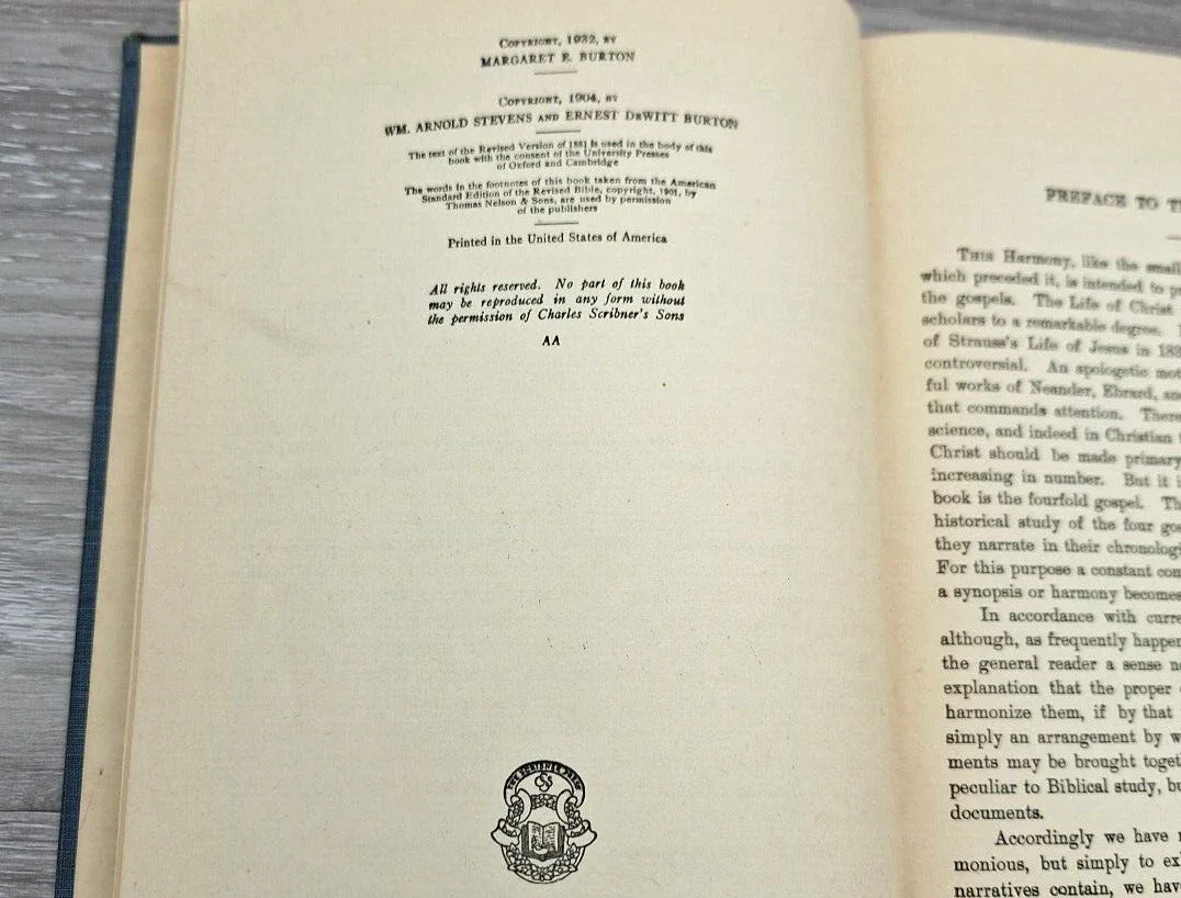 Harmony of Gospels Stevens Burton Historical Study Biblical Theology 1932