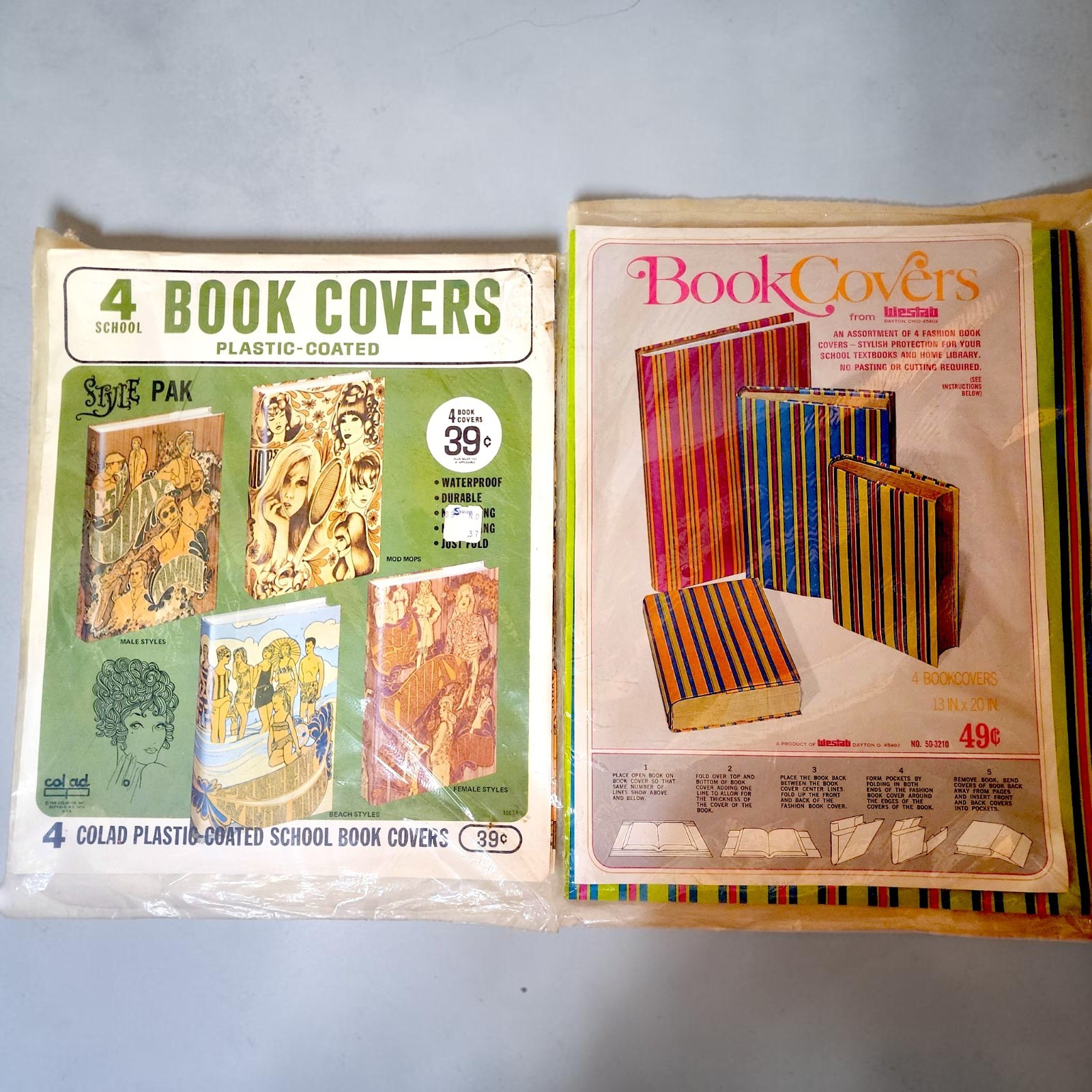 NOS Vintage 1960s 70s School Book Covers Lot Colad Style Pak Westab Unopened