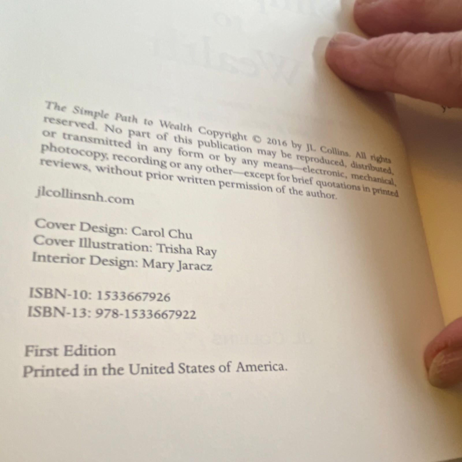 JL Collins Simple Path to Wealth Trade Paperback CreateSpace 2016 Finance