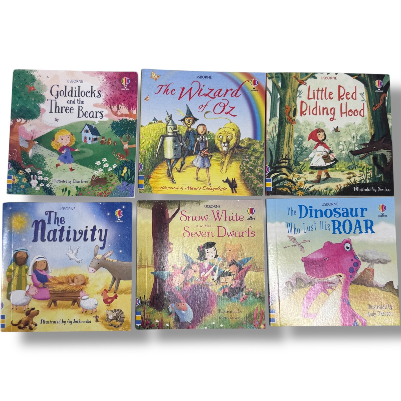Lot Of 6 Usborne First Sticker Books, Dinosaur,Riding Hood,Wizard Of Oz
