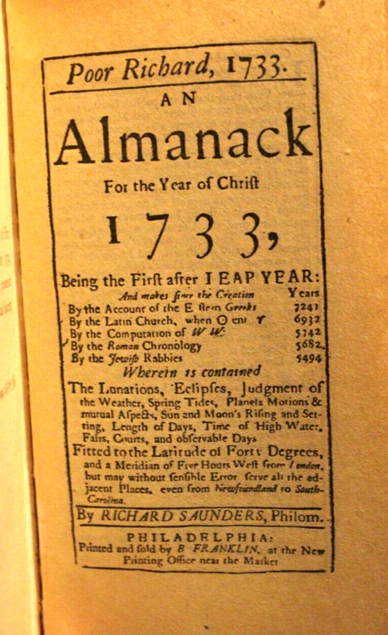 1898 Edition Benjamin Franklin POOR RICHARD’S ALMANACK Leather w/ 1733 Facsimile