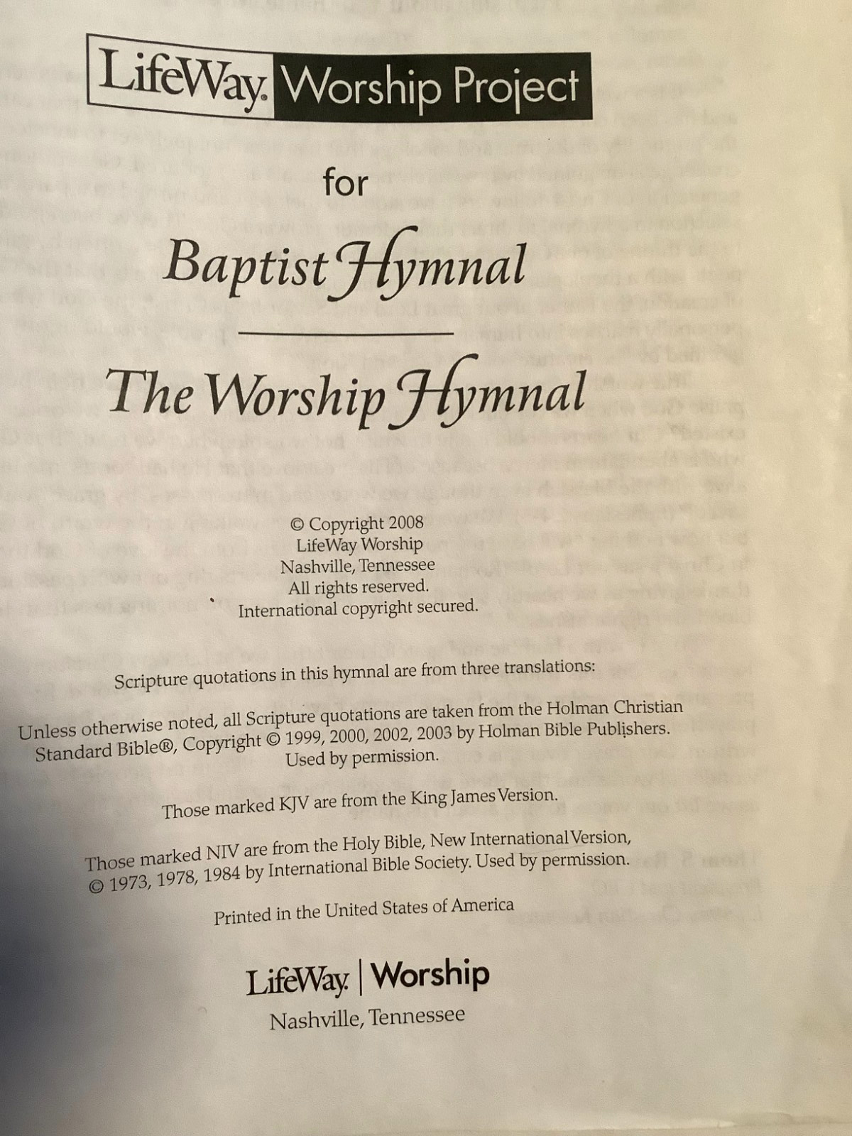 Baptist Hymnal and The Worship Hymnal 2008 Piano Edition by Lifeway Worship