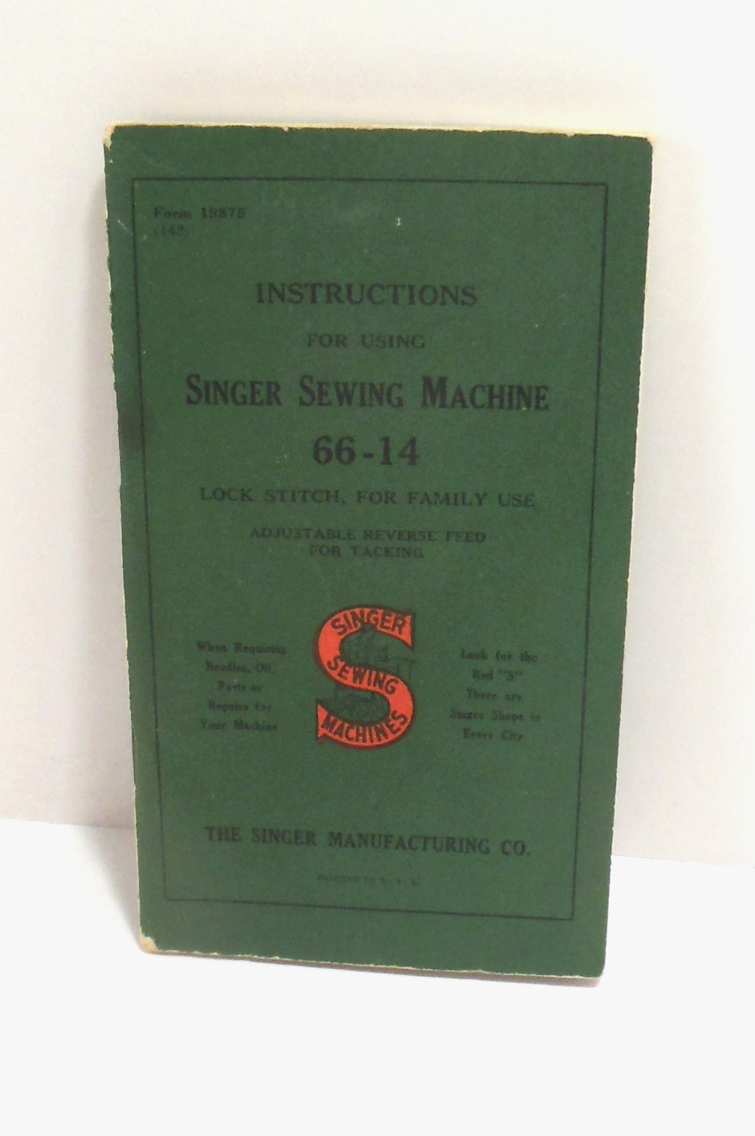 Singer Sewing Machine 66-14 INSTRUCTIONS BOOKLET 1941 How To Sew Use 56 Pages